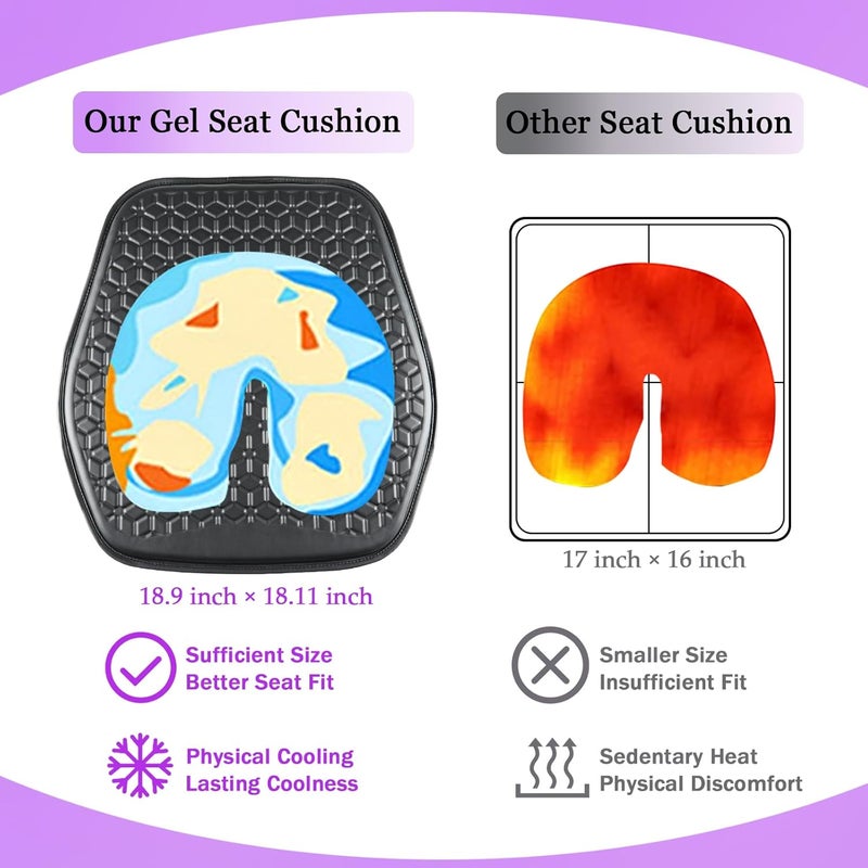 Binsheo Thin Gel Seat Cushion for Car Seat, Office Chair, Wheelchair, Golf Cart - Non-Slip Car Seat Cushions with 0.7 Inch Gel - Sciatica & Coccyx Pain Relief (Leather, Black) - Image 5